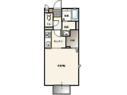 ヴィラ東城南B棟(1K/1階)の間取り写真