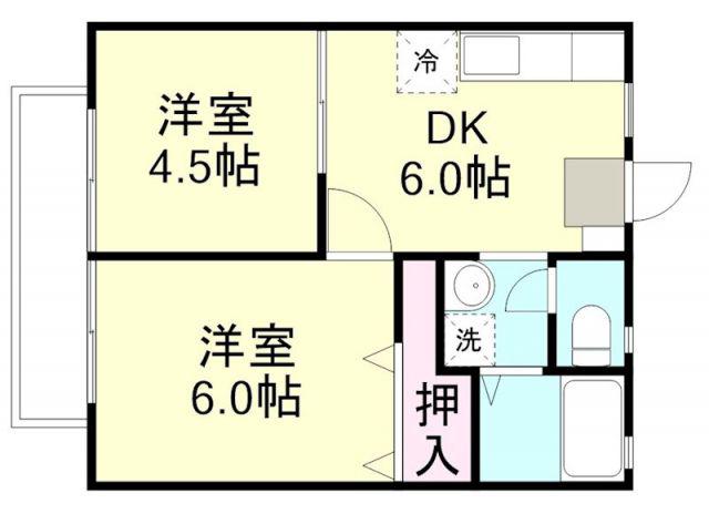 サンライフ倉敷B棟(2DK/2階)の間取り写真