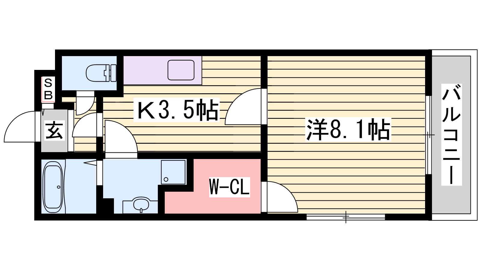 フロイデ姫路(1K/3階)の間取り写真
