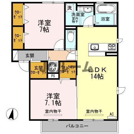 グラナートA(2LDK/2階)の間取り写真