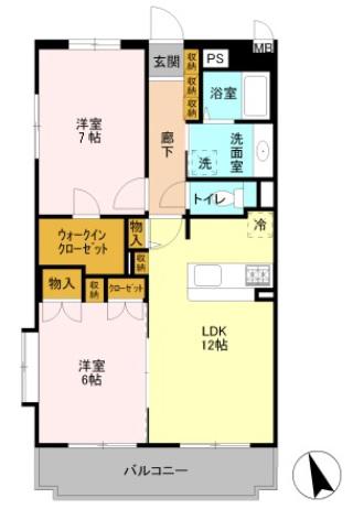 フレグランス(2LDK/2階)の間取り写真