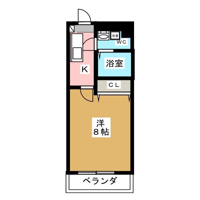 ラフィーネ稲毛(1K/2階)の間取り写真