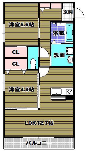 マノワール(2LDK/2階)の間取り写真