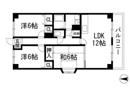 コンフォート(3LDK/2階)の間取り写真