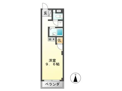 エレガンスみやもと(ワンルーム/4階)の間取り写真