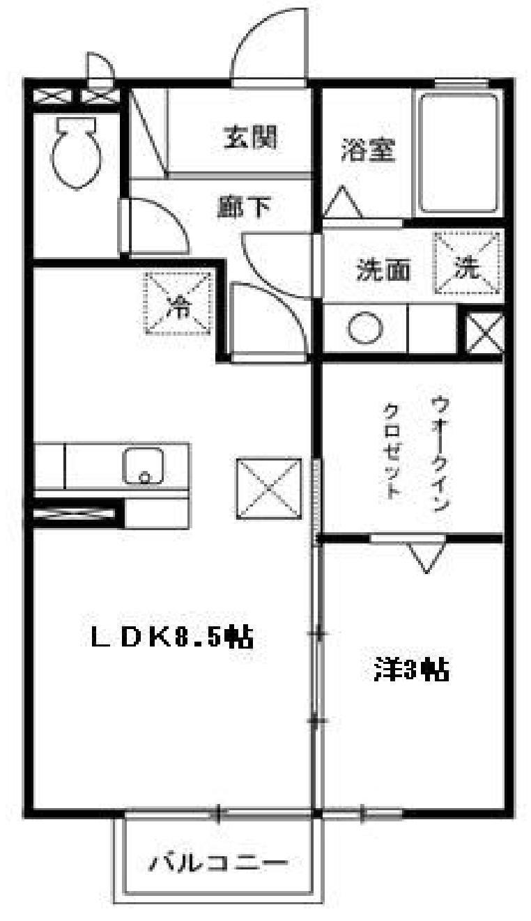 ボヌール(1LDK/2階)の間取り写真