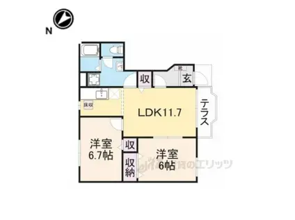 ディアコート1・2番館(2LDK/1階)の間取り写真