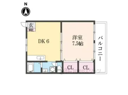 シャトー西村(1DK/2階)の間取り写真