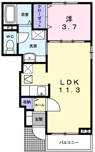 ヴィラグリチーネI(1LDK/1階)の間取り写真