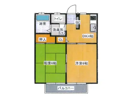 YZハイツ(2DK/2階)の間取り写真