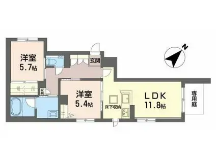 シャーメゾンガーデンズ本庄(2LDK/1階)の間取り写真