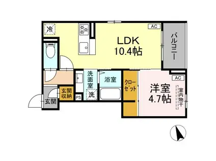 ASSET-COURT調布ヶ丘(1LDK/3階)の間取り写真