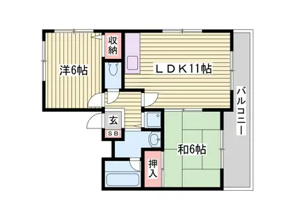 ゲイナーズヒル(2LDK/1階)の間取り写真