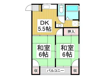 仲コーポU(2K/2階)の間取り写真