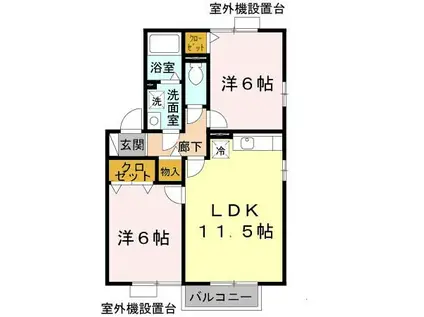 ルーラルランドスケープ E(2LDK/2階)の間取り写真