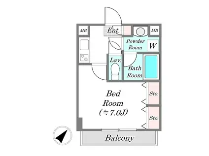 ピアレジ市川(1K/2階)の間取り写真