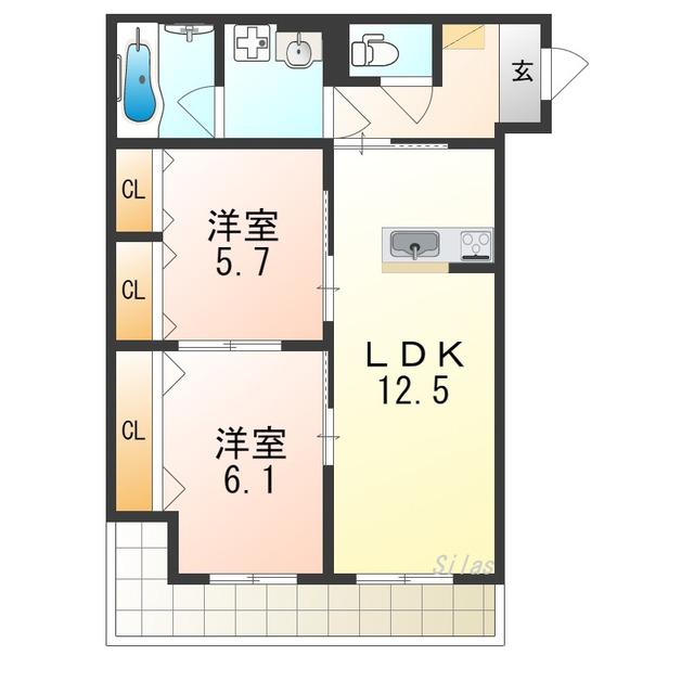 ユアメゾン加茂(2LDK/2階)の間取り写真