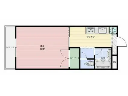 エレガンスポアソン(1DK/1階)の間取り写真