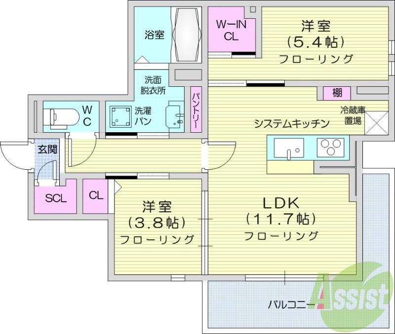 ボヌール T(2LDK/1階)の間取り写真