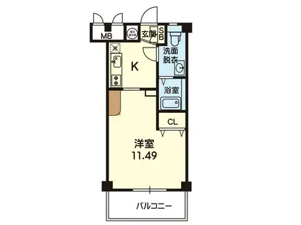 レジェンド1番館(1DK/3階)の間取り写真