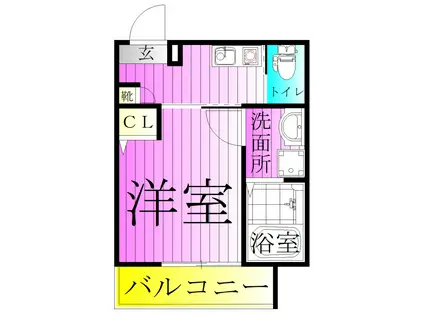 MELDIA竹ノ塚III(1K/2階)の間取り写真