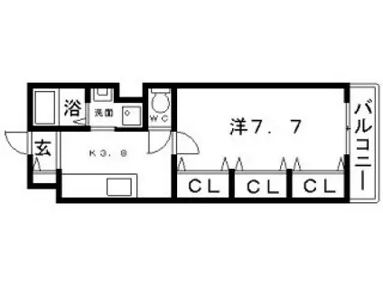 FUMOSE西田辺(1K/6階)の間取り写真