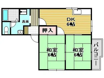 メゾンフローラル(2DK/2階)の間取り写真