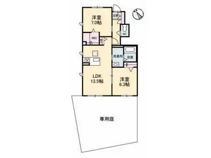 セレナガーデンE棟(2LDK/1階)の間取り写真