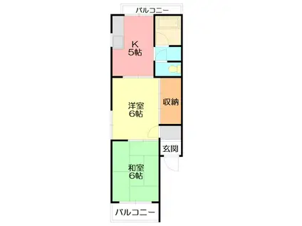 ネオプラザ平塚(2K/2階)の間取り写真