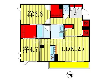 トラストメゾン花長(2LDK/1階)の間取り写真