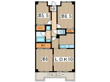 ファミール・セヤ(3LDK/6階)の間取り写真