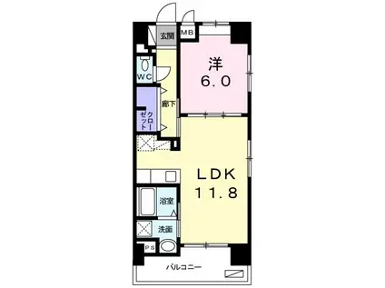 ティダ・エイソ(1LDK/3階)の間取り写真