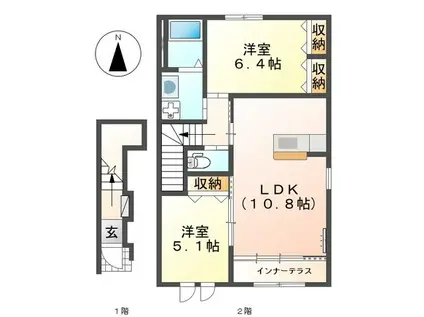 サンフィット(2LDK/2階)の間取り写真