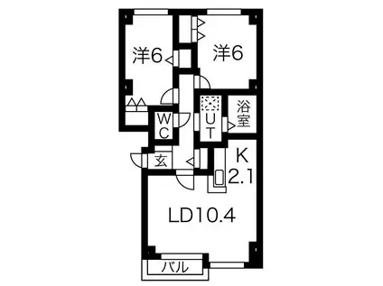 パシフィックプレイスII(2LDK/1階)の間取り写真
