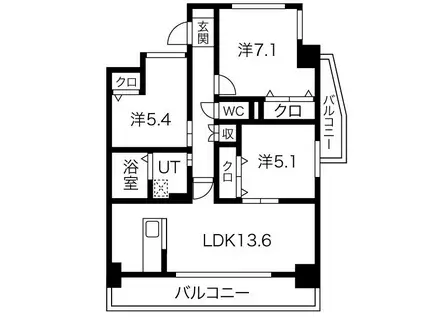 プログレッソ花の木(3LDK/4階)の間取り写真
