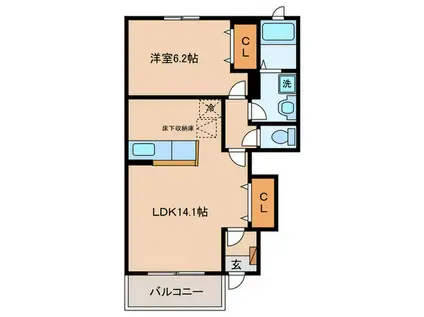 ルナパレスD(1LDK/1階)の間取り写真