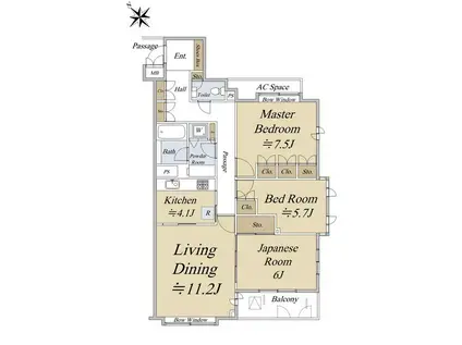 ノトス目黒東が丘(3LDK/3階)の間取り写真