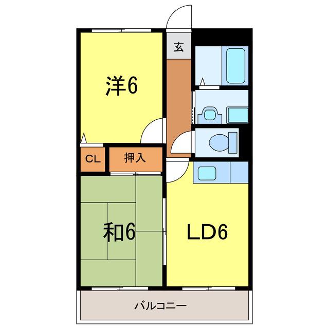 M.ヒューゲル(2DK/1階)の間取り写真