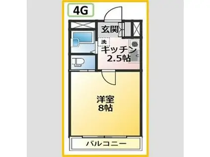 アーバン塩釜(1K/4階)の間取り写真