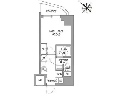 コンフォリア・リヴ横浜平沼(1K/9階)の間取り写真