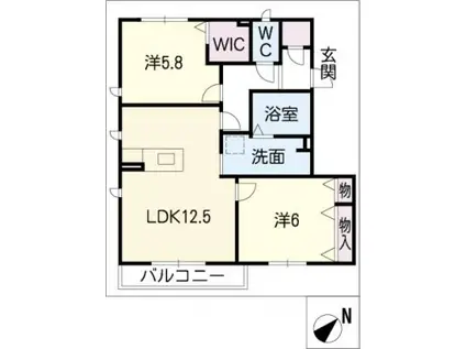 カーサレジオ(2LDK/1階)の間取り写真
