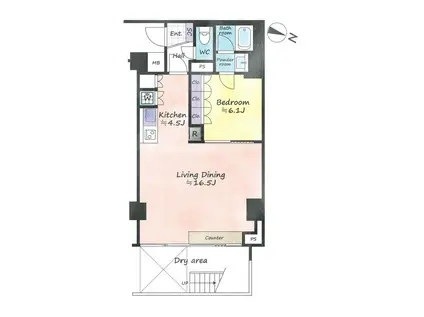 FEETH神楽坂(1LDK/B1階)の間取り写真