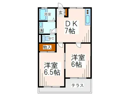 サニーハイツ(2DK/1階)の間取り写真