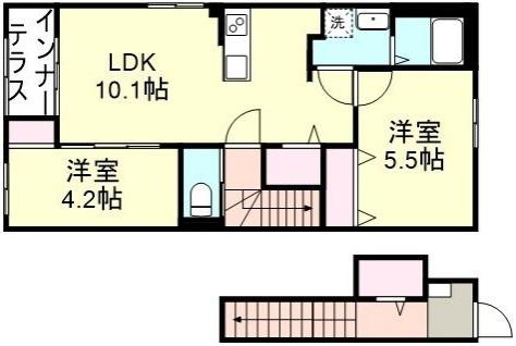 メゾン・ド・コローレ(2LDK/2階)の間取り写真