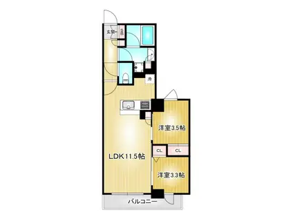 プレサンスロジェ上前津駅前 THE RESIDENCE(2LDK/14階)の間取り写真