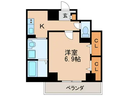 クラウザン徳川(1K/8階)の間取り写真