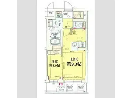 ソルテラス京都東寺HOMARE(1LDK/2階)の間取り写真