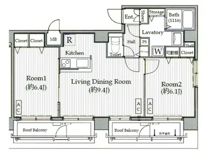 ガラステージ日本橋(2LDK/11階)の間取り写真
