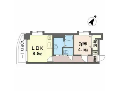 GOLD COURT 宝町(1LDK/4階)の間取り写真