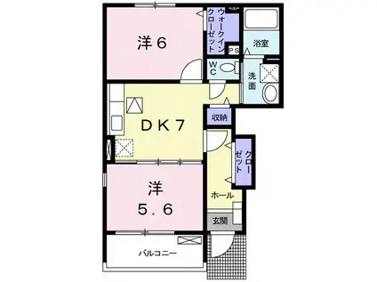 フォレスタ・高松 II(2DK/1階)の間取り写真